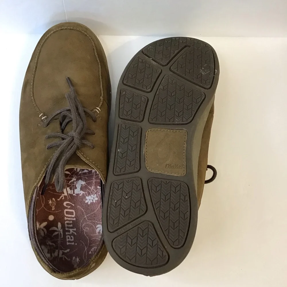 OLUKAI Men's Loli'l Li Ray/Ray Brown Suede Sneakers Oxfords 9.5
